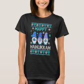 Happy Hanukkah Gnome Gnomies Menorah Pajama Ugly T-shirt (Voorkant)