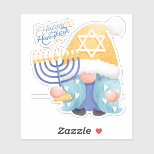 Happy hanukkah gnome sticker (Vel)