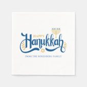 "Happy Hanukkah" Gold Menorah Servet (Voorkant)