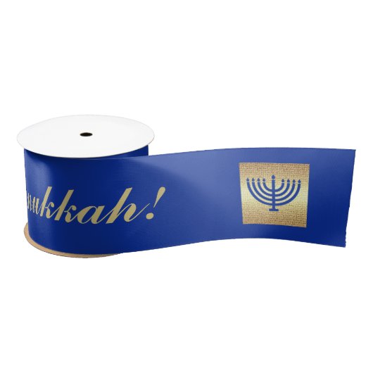 Happy Hanukkah. Gold Menorah & Star van David Gift Lint (Spoel)