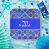 Happy Hanukkah Gold, Silver en White Laced Papieren Bordje (Feest)