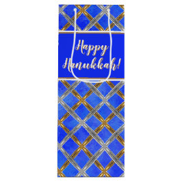 Happy Hanukkah Gold, Silver en White Laced Wijn Cadeautas