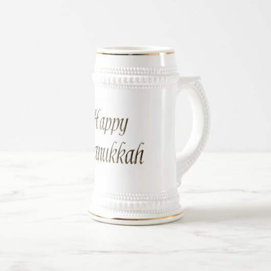 Happy Hanukkah Gold Typography Elegant Chanukah Bierpul (Voorkant rechts)