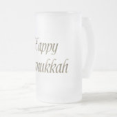 Happy Hanukkah Gold Typography Elegant Chanukah Matglas Bierpul (Voorkant rechts)
