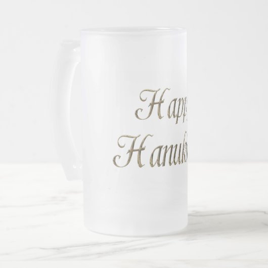 Happy Hanukkah Gold Typography Elegant Chanukah Matglas Bierpul (Voorkant links)