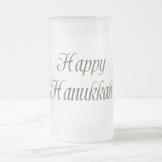 Happy Hanukkah Gold Typography Elegant Chanukah Matglas Bierpul (Center)