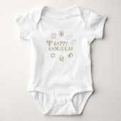 Happy Hanukkah Gold White, schattig Romper (Voorkant)