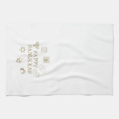 Happy Hanukkah Gold White, schattig Theedoek (Horizontaal)