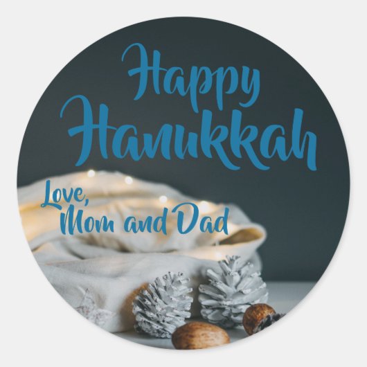 Happy Hanukkah gooit witte tas uit Ronde Sticker (Voorkant)