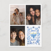 HAPPY HANUKKAH Hand-getrokken CUSTOM 3 FOTO Letter Feestdagenkaart (Voorkant)