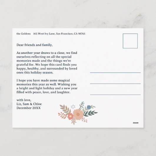 HAPPY HANUKKAH Hand-getrokken CUSTOM 6 FOTO Feestdagenkaart (Achterkant)