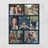 HAPPY HANUKKAH Hand-getrokken CUSTOM 6 FOTO Feestdagenkaart (Voorkant)