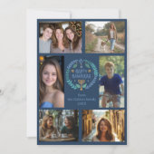 HAPPY HANUKKAH Hand-getrokken CUSTOM 6 FOTO Feestdagenkaart (Voorkant)