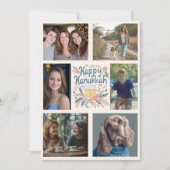 HAPPY HANUKKAH Hand-getrokken CUSTOM 6 FOTO Feestdagenkaart (Voorkant)