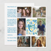 HAPPY HANUKKAH Hand-getrokken CUSTOM 6 FOTO Feestdagenkaart (Voorkant / Achterkant)