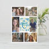 HAPPY HANUKKAH Hand-getrokken CUSTOM 6 FOTO Feestdagenkaart (Staand voorkant)