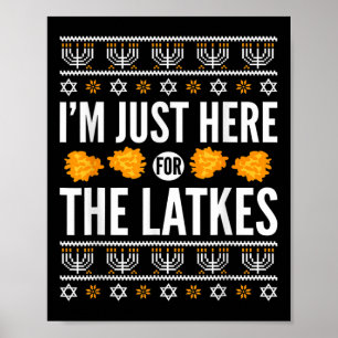 Happy Hanukkah hier net voor Latkes Hebreeuwse Poster