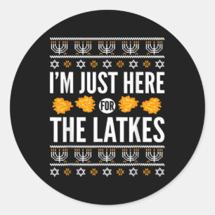 Happy Hanukkah hier net voor Latkes Hebreeuwse Ronde Sticker