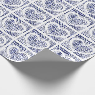 Happy Hanukkah Holiday Blue Heart Wrapping Paper Cadeaupapier