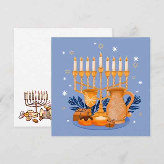 Happy Hanukkah Holiday Card Feestdagenkaart (Voorkant / Achterkant)