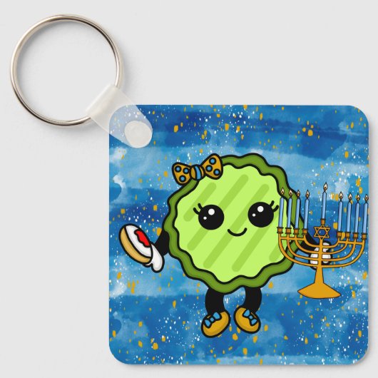 Happy Hanukkah Holiday Pickle Sleutelhanger (Voorkant)