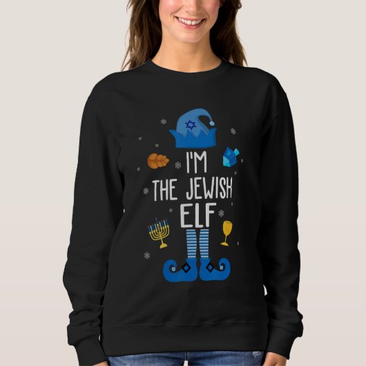 Happy Hanukkah Jewish Elf Family Group Christmas P Trui (Voorkant)