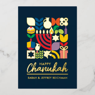 Happy Hanukkah Jewish Greeting Folie Holiday Card Folie Feestdagenkaart