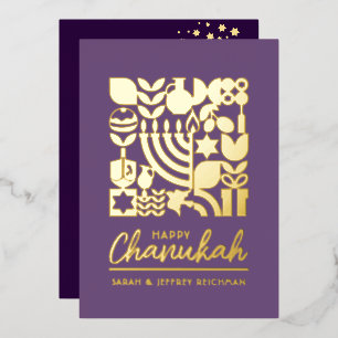 Happy Hanukkah Jewish Greeting Folie Holiday Card Folie Feestdagenkaart