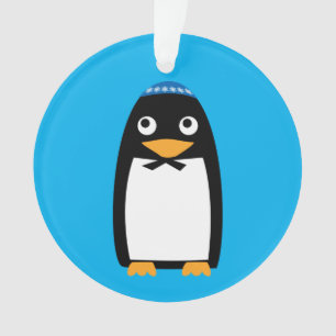 Happy Hanukkah Jewish Penguin Yarmulke Ornament