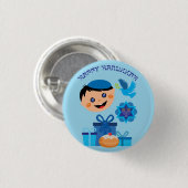 🕎 Happy Hanukkah, jongen, Ronde Button 3,2 Cm (Voorkant /achterkant)