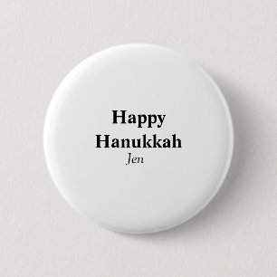 Happy Hanukkah jouw naam tekst afbeelding bewerkba Ronde Button 5,7 Cm