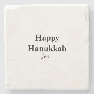 Happy Hanukkah jouw naam tekst afbeelding bewerkba Stenen Onderzetter