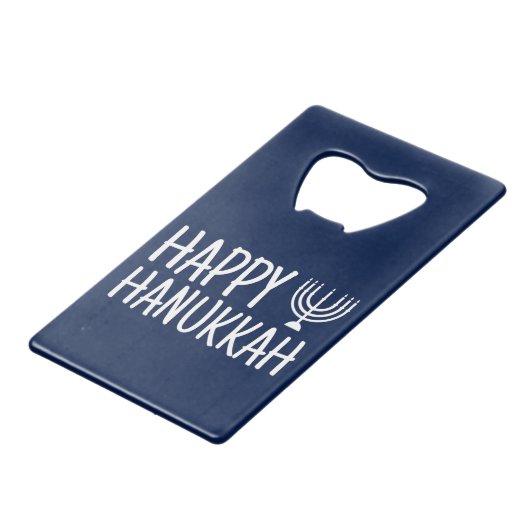 Happy Hanukkah Kredietkaart Flessenopener (Voorkant Gekanteld)