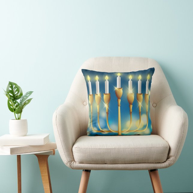 Happy Hanukkah Kussen (Hanukkah Menorah Throw Pillow!)