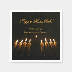 Happy Hanukkah Lamp Menorah Light Candles Chanukah Servet
