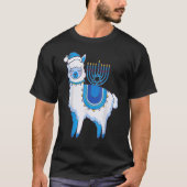 Happy Hanukkah Llamakkah Llama Menorah Alpaca Jewi T-shirt (Voorkant)