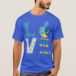 Happy Hanukkah LOVE Hebrew Menorah Joods T-shirt