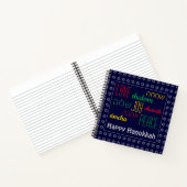 HAPPY HANUKKAH Love Joy Peace HEBREW Square Notitieboek (Binnen)