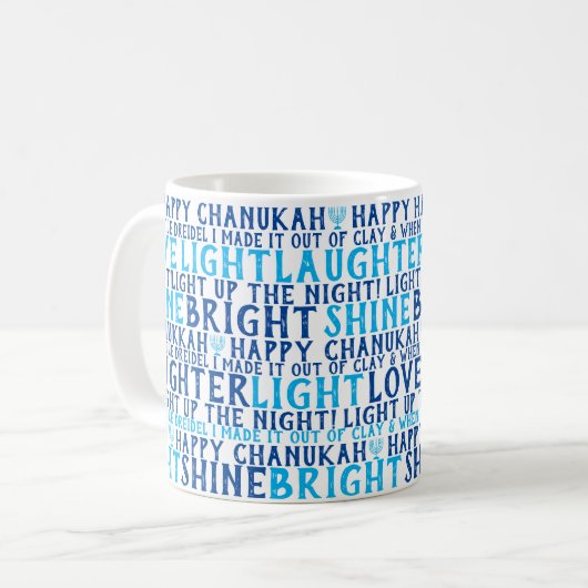 HAPPY HANUKKAH Love Light Laughter Coffee Mug (Devant gauche)
