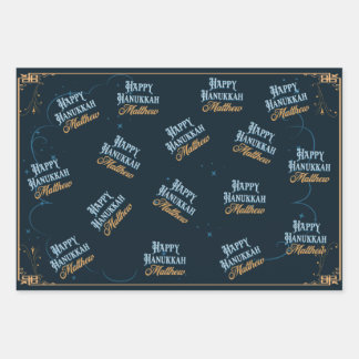 Happy Hanukkah Matthew Wrapping Paper voor Matthew