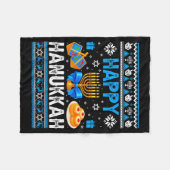 Happy Hanukkah Menorah Dreidel Ugly Chanukah Pajam Fleece Deken (Voorkant (Horizontaal))