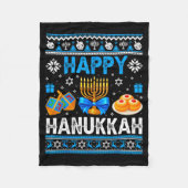 Happy Hanukkah Menorah Dreidel Ugly Chanukah Pajam Fleece Deken (Voorkant)