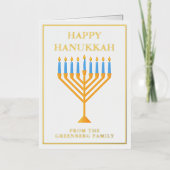 Happy Hanukkah Menorah Elegant Custom Gold Folie Feestdagenkaart (Voorkant)