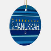Happy Hanukkah Menorah en Dreidels Ceramic Ornam Keramisch Ornament (Rechts)