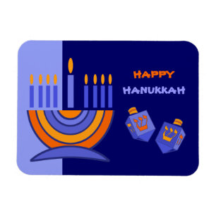 Happy Hanukkah. Menorah en Dreidels Gift Magneet
