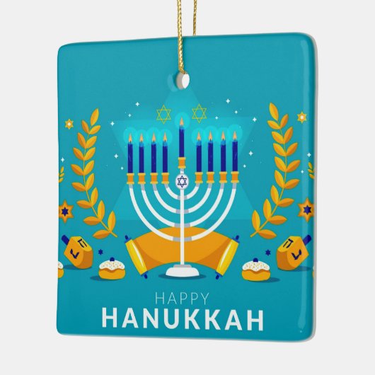 Happy Hanukkah Menorah en Dreidels Keramisch Ornament (Links)