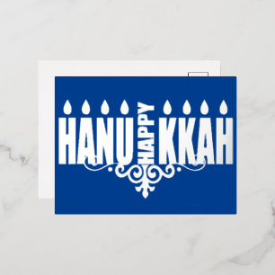 Happy Hanukkah Menorah Folie Feestdagen Briefkaart
