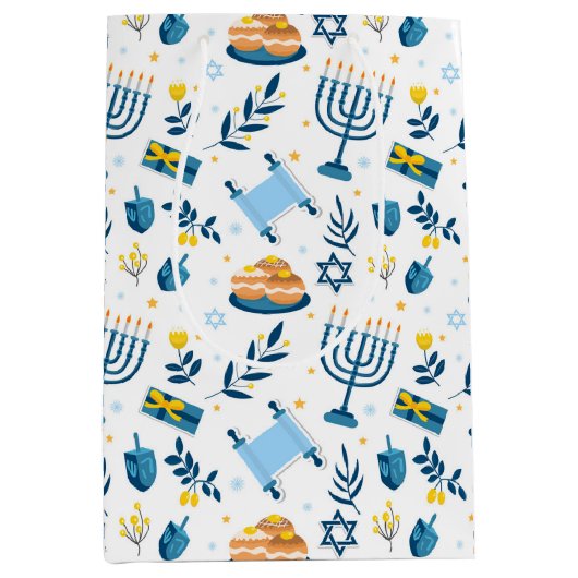 Happy Hanukkah Menorah Gift Bag Medium Cadeauzakje (Voorkant)