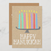 Happy Hanukkah menorah gift label Feestdagenkaart (Voorkant / Achterkant)