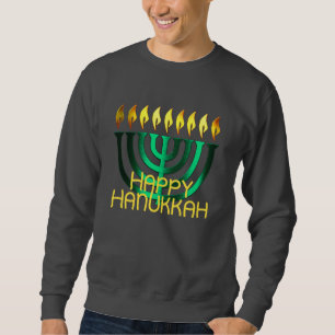 Happy Hanukkah Menorah Green Trui